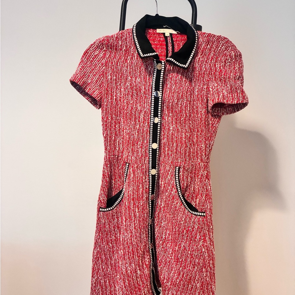 Maje Red and Black Textured Dress